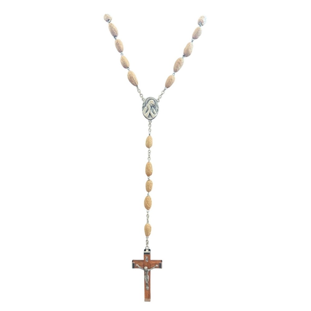 Vintage Italian Olive Wood Rosary Crucifix & Centerpiece Virgin Mary With Claspe - Picture 3 of 6